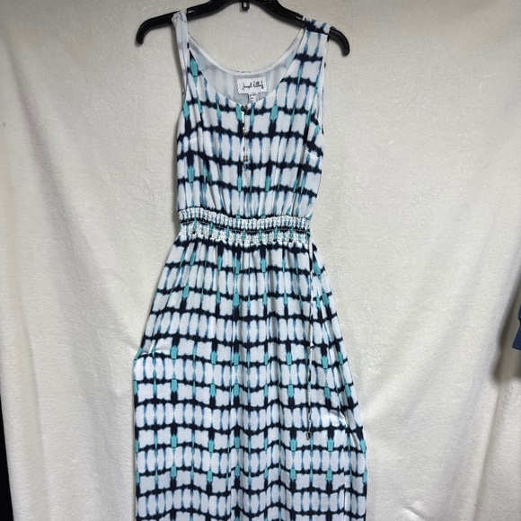 Joseph Ribkoff - Women's Dress Size 10 Vanilla & Blue Slit Maxi 202218 Canada - Picture 1 of 10